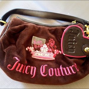 Brown and Hot Pink Vintage Juicy Couture Hand Bag